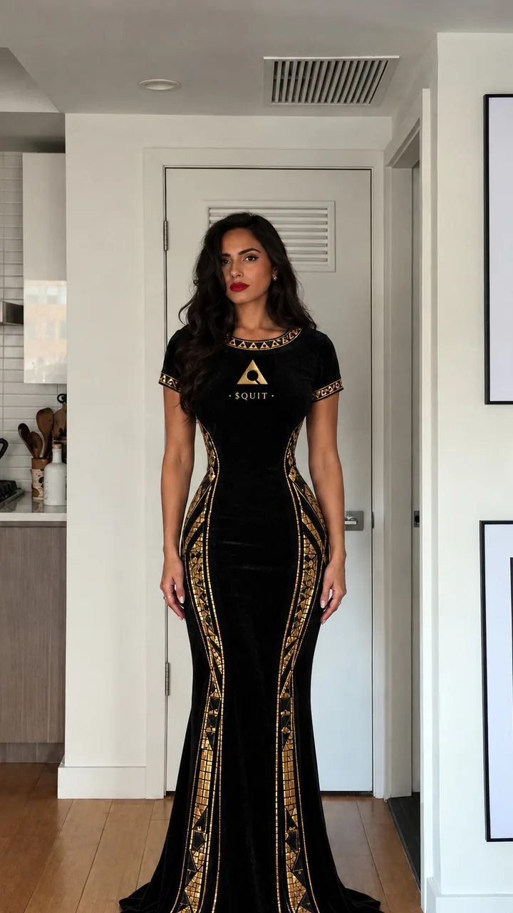 VICTORIA: OBSIDIAN VELVET GOWN CHECK